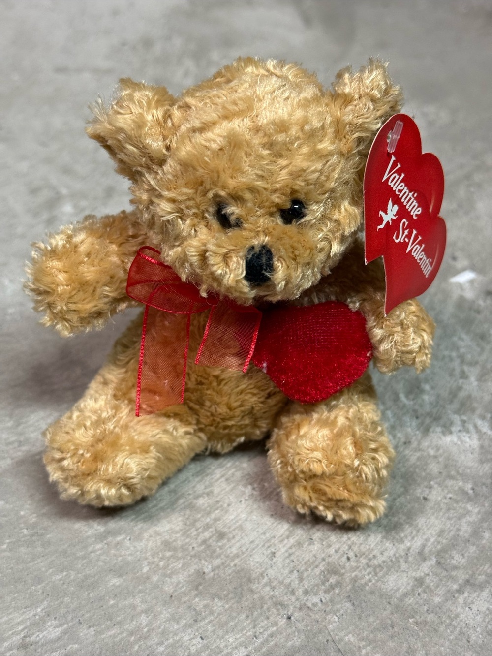 Valentine Plush Brown Teddy Bear with Red Heart -